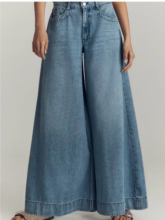 Pilcro Denim - Pilcro Wide-Leg High-Rise Jeans in Denim Blue